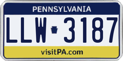 PA license plate LLW3187