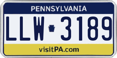 PA license plate LLW3189