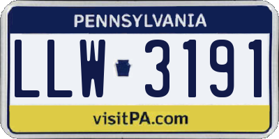 PA license plate LLW3191