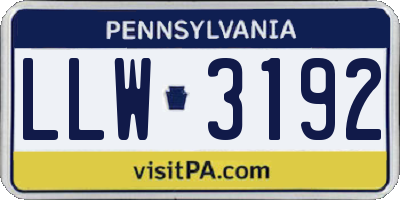 PA license plate LLW3192