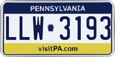 PA license plate LLW3193