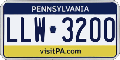 PA license plate LLW3200