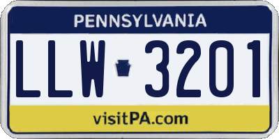 PA license plate LLW3201