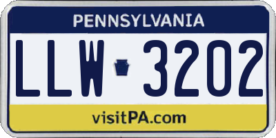 PA license plate LLW3202