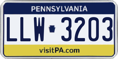 PA license plate LLW3203