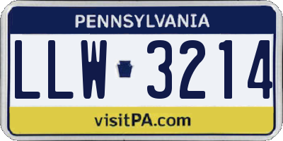 PA license plate LLW3214