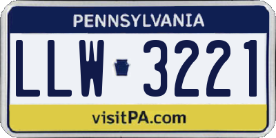 PA license plate LLW3221