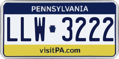 PA license plate LLW3222