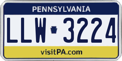 PA license plate LLW3224