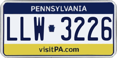 PA license plate LLW3226