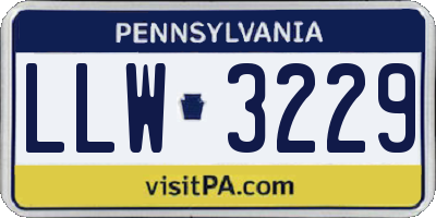 PA license plate LLW3229