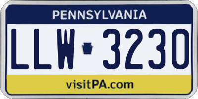 PA license plate LLW3230