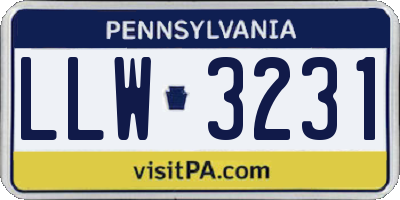 PA license plate LLW3231