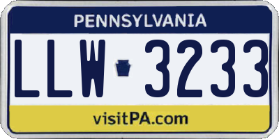 PA license plate LLW3233