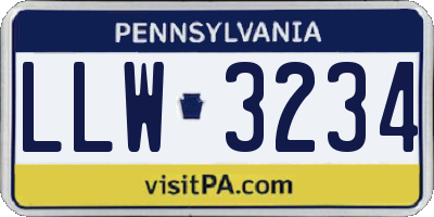 PA license plate LLW3234