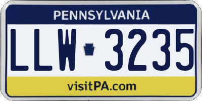 PA license plate LLW3235