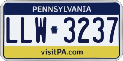 PA license plate LLW3237