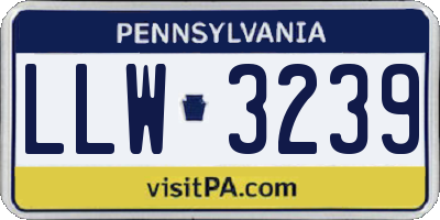 PA license plate LLW3239