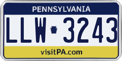 PA license plate LLW3243