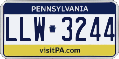 PA license plate LLW3244