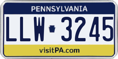 PA license plate LLW3245