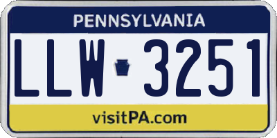 PA license plate LLW3251