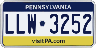 PA license plate LLW3252