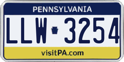 PA license plate LLW3254