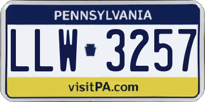 PA license plate LLW3257