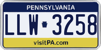 PA license plate LLW3258