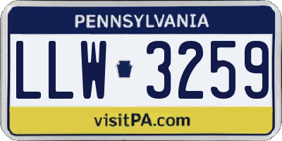 PA license plate LLW3259