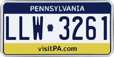 PA license plate LLW3261