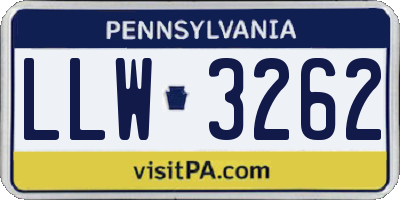 PA license plate LLW3262