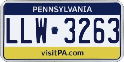 PA license plate LLW3263