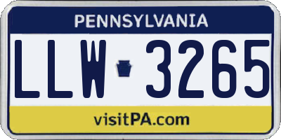 PA license plate LLW3265