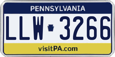 PA license plate LLW3266
