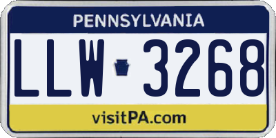 PA license plate LLW3268