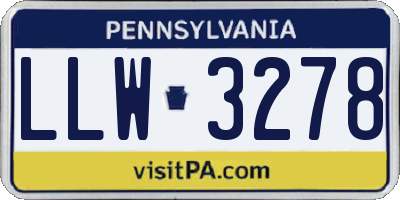 PA license plate LLW3278