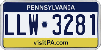 PA license plate LLW3281