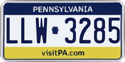 PA license plate LLW3285