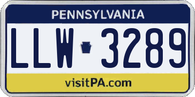 PA license plate LLW3289