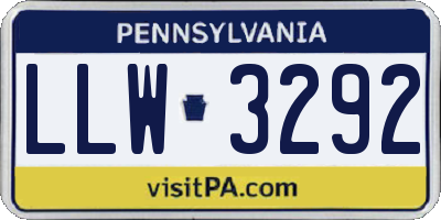 PA license plate LLW3292