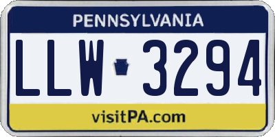 PA license plate LLW3294