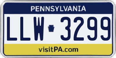 PA license plate LLW3299