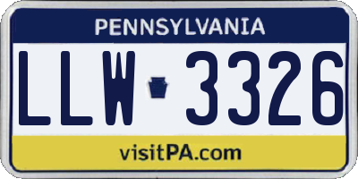 PA license plate LLW3326