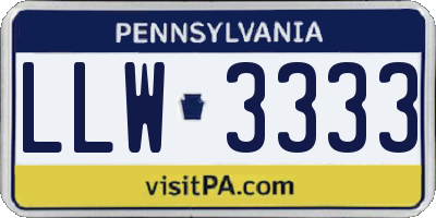 PA license plate LLW3333