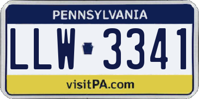 PA license plate LLW3341