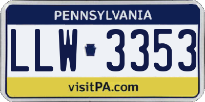 PA license plate LLW3353