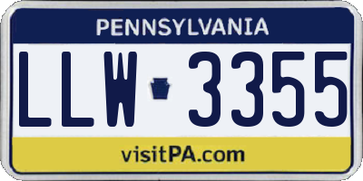 PA license plate LLW3355