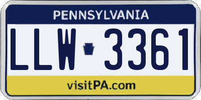PA license plate LLW3361